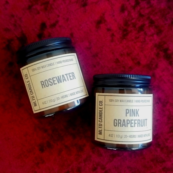 TWO Candles from MLTD Candle Co. ~ Rosewater and Pink Grapefruit - Picture 2 of 5